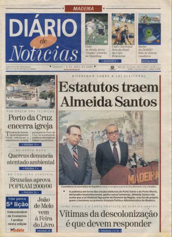 Edição do dia 8 Abril 2000 da pubicação Diário de Notícias