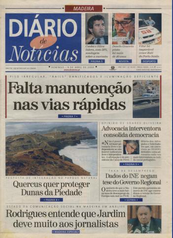 Edição do dia 9 Abril 2000 da pubicação Diário de Notícias