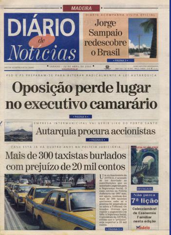 Edição do dia 22 Abril 2000 da pubicação Diário de Notícias