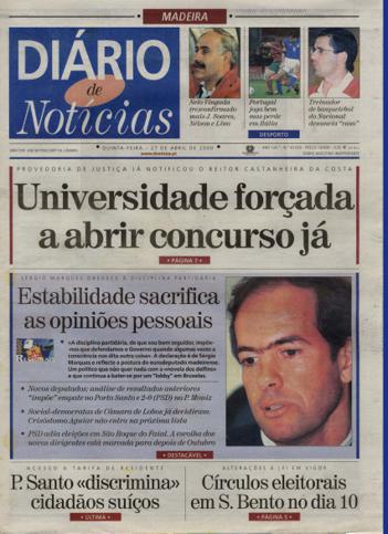 Edição do dia 27 Abril 2000 da pubicação Diário de Notícias