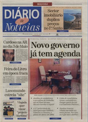 Edição do dia 28 Abril 2000 da pubicação Diário de Notícias