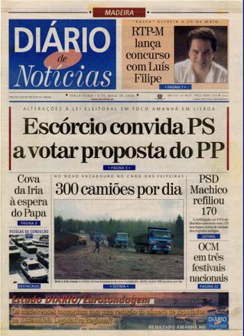 Edição do dia 9 Maio 2000 da pubicação Diário de Notícias