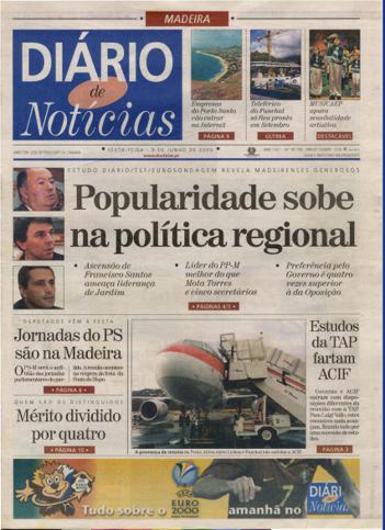 Edição do dia 9 Junho 2000 da pubicação Diário de Notícias