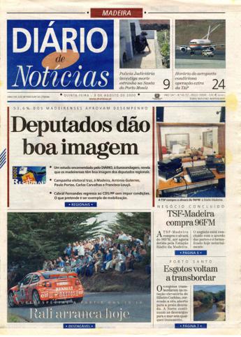 Edição do dia 3 Agosto 2000 da pubicação Diário de Notícias