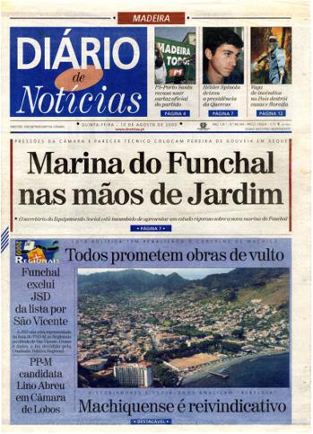 Edição do dia 10 Agosto 2000 da pubicação Diário de Notícias