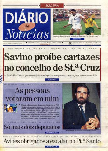 Edição do dia 17 Agosto 2000 da pubicação Diário de Notícias