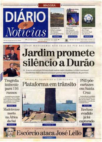 Edição do dia 18 Agosto 2000 da pubicação Diário de Notícias