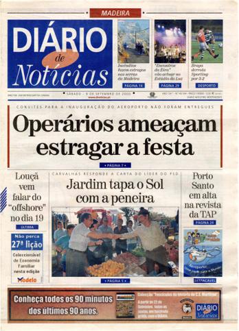 Edição do dia 9 Setembro 2000 da pubicação Diário de Notícias