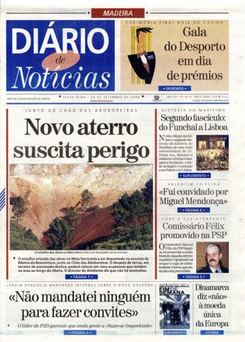 Edição do dia 29 Setembro 2000 da pubicação Diário de Notícias