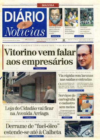 Edição do dia 8 Outubro 2000 da pubicação Diário de Notícias