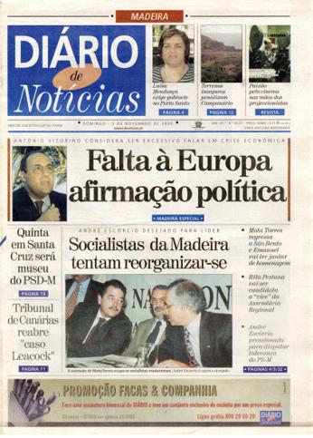 Edição do dia 5 Novembro 2000 da pubicação Diário de Notícias