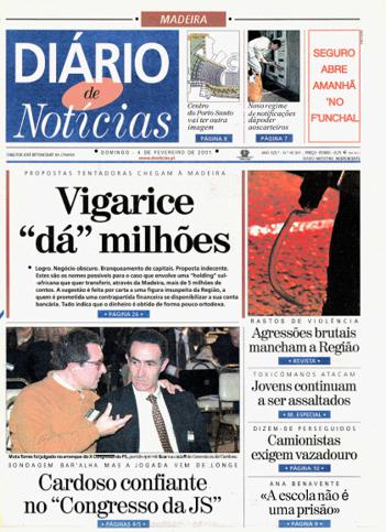 Edição do dia 4 Fevereiro 2001 da pubicação Diário de Notícias