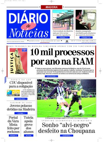 Edição do dia 8 Fevereiro 2001 da pubicação Diário de Notícias