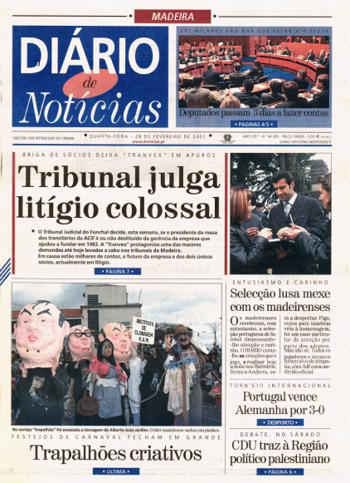 Edição do dia 28 Fevereiro 2001 da pubicação Diário de Notícias