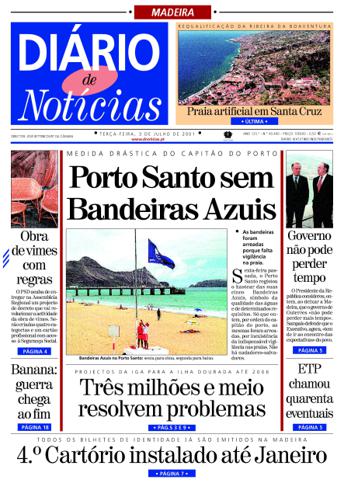 Edição do dia 3 Julho 2001 da pubicação Diário de Notícias