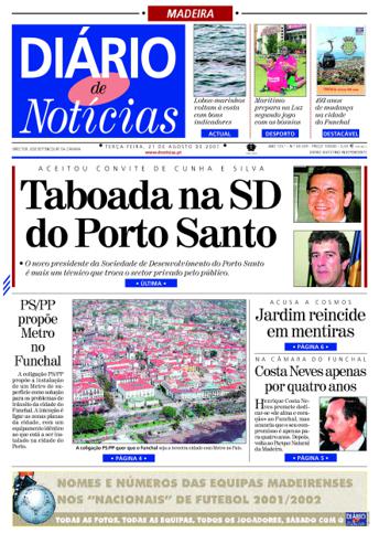 Edição do dia 21 Agosto 2001 da pubicação Diário de Notícias