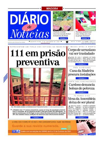 Edição do dia 3 Outubro 2001 da pubicação Diário de Notícias