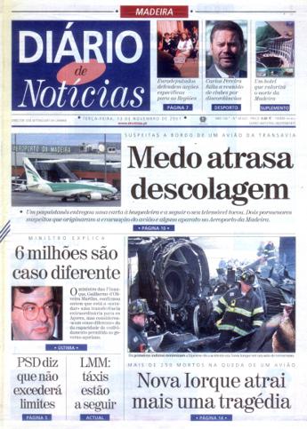 Edição do dia 13 Novembro 2001 da pubicação Diário de Notícias