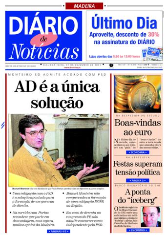 Edição do dia 31 Dezembro 2001 da pubicação Diário de Notícias