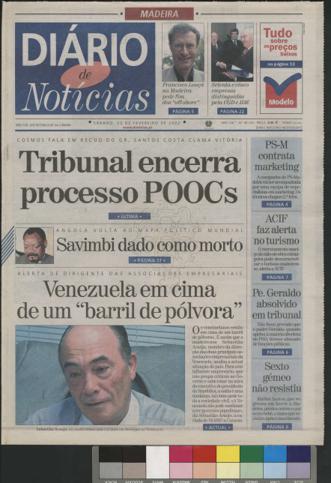 Edição do dia 23 Fevereiro 2002 da pubicação Diário de Notícias