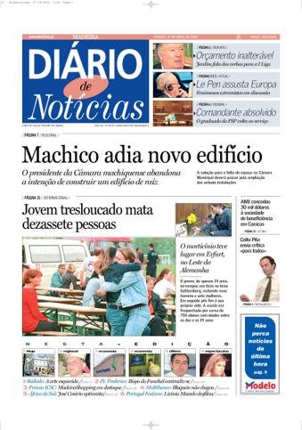 Edição do dia 27 Abril 2002 da pubicação Diário de Notícias