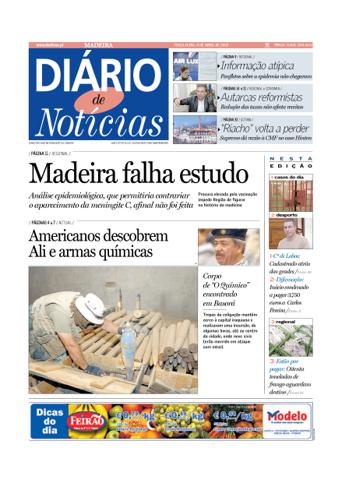 Edição do dia 8 Abril 2003 da pubicação Diário de Notícias