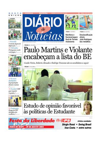 Edição do dia 22 Agosto 2004 da pubicação Diário de Notícias