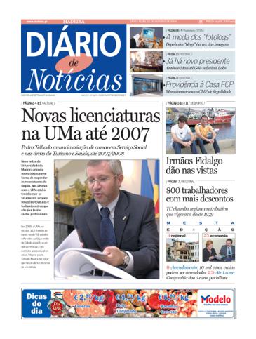 Edição do dia 22 Outubro 2004 da pubicação Diário de Notícias