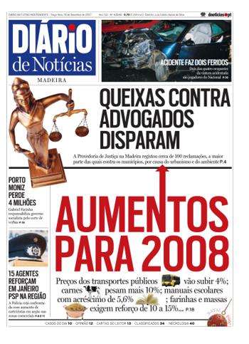 Edição do dia 18 Dezembro 2007 da pubicação Diário de Notícias