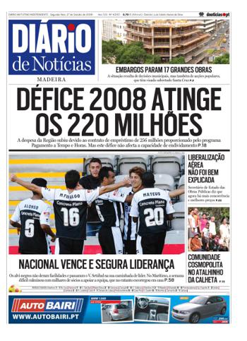 Edição do dia 27 Outubro 2008 da pubicação Diário de Notícias