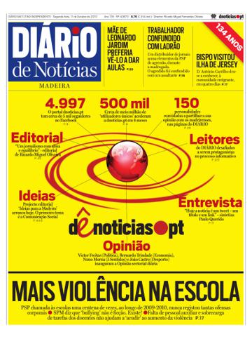 Edição do dia 11 Outubro 2010 da pubicação Diário de Notícias