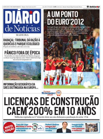 Edição do dia 8 Outubro 2011 da pubicação Diário de Notícias