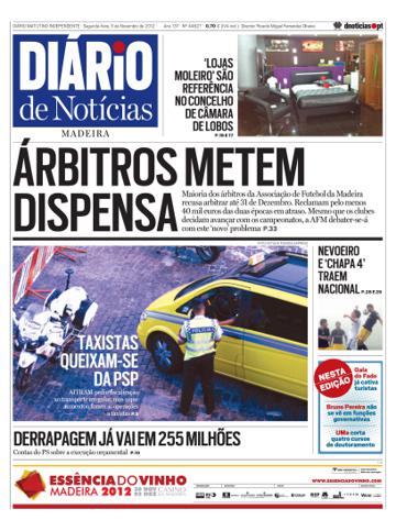 Edição do dia 5 Novembro 2012 da pubicação Diário de Notícias