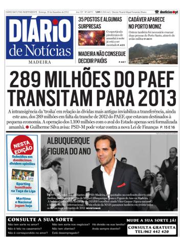 Edição do dia 30 Dezembro 2012 da pubicação Diário de Notícias