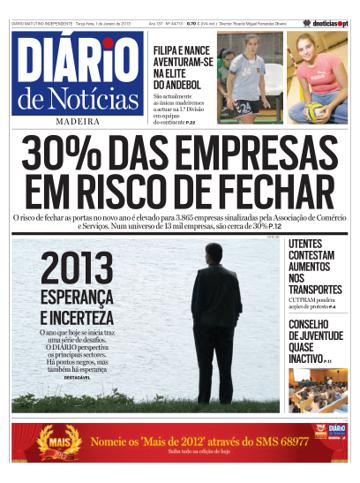 Edição do dia 1 Janeiro 2013 da pubicação Diário de Notícias