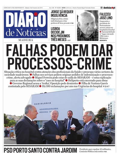 Edição do dia 8 Fevereiro 2014 da pubicação Diário de Notícias