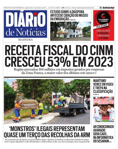 Edição do dia 14 Outubro 2024 da pubicação Diário de Notícias