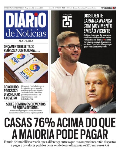 Edição do dia 3 Junho 2025 da pubicação Diário de Notícias