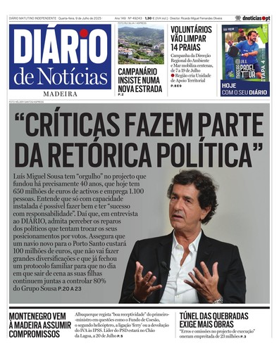 Edição do dia 9 Julho 2025 da pubicação Diário de Notícias