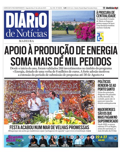 Edição do dia 21 Julho 2025 da pubicação Diário de Notícias