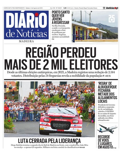 Edição do dia 2 Agosto 2025 da pubicação Diário de Notícias