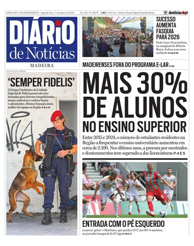 Edição do dia 11 Agosto 2025 da pubicação Diário de Notícias