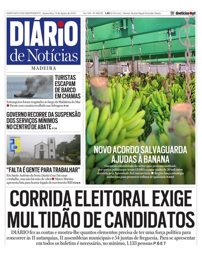 Edição do dia 13 Agosto 2025 da pubicação Diário de Notícias