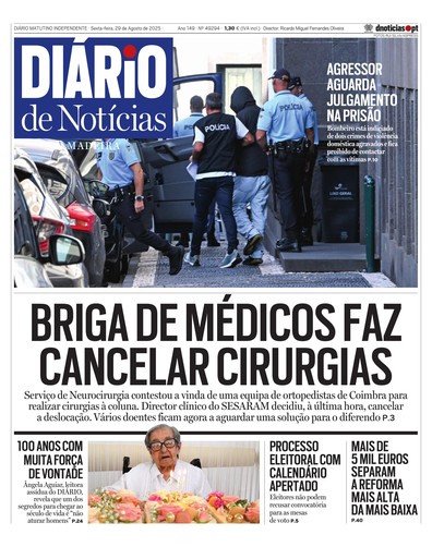 Edição do dia 29 Agosto 2025 da pubicação Diário de Notícias