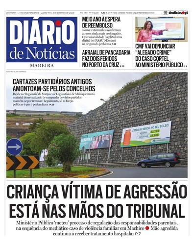 Edição do dia 3 Setembro 2025 da pubicação Diário de Notícias