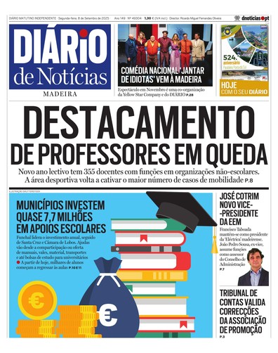 Edição do dia 8 Setembro 2025 da pubicação Diário de Notícias