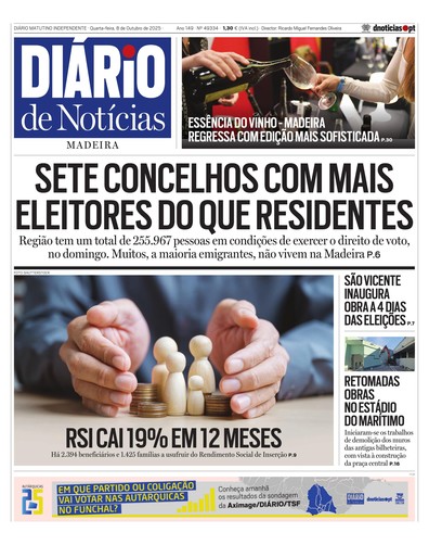 Edição do dia 8 Outubro 2025 da pubicação Diário de Notícias