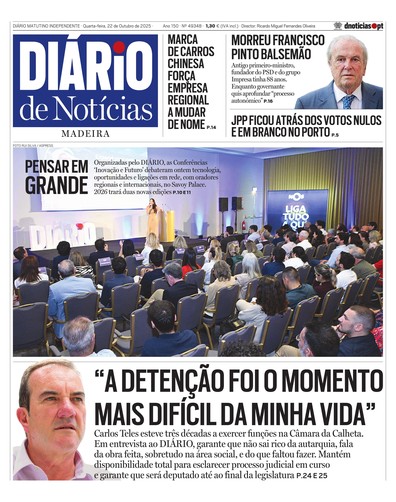 Edição do dia 22 Outubro 2025 da pubicação Diário de Notícias