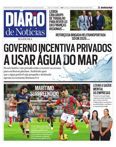 Edição do dia 31 Outubro 2025 da pubicação Diário de Notícias