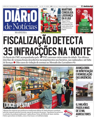 Edição do dia 1 Dezembro 2025 da pubicação Diário de Notícias